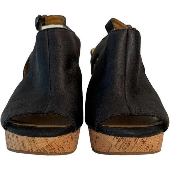 Franco Sarto Gabriel Black Open Toe Ankle Strap Leather Slingback Heel Size 7M - Picture 7 of 12